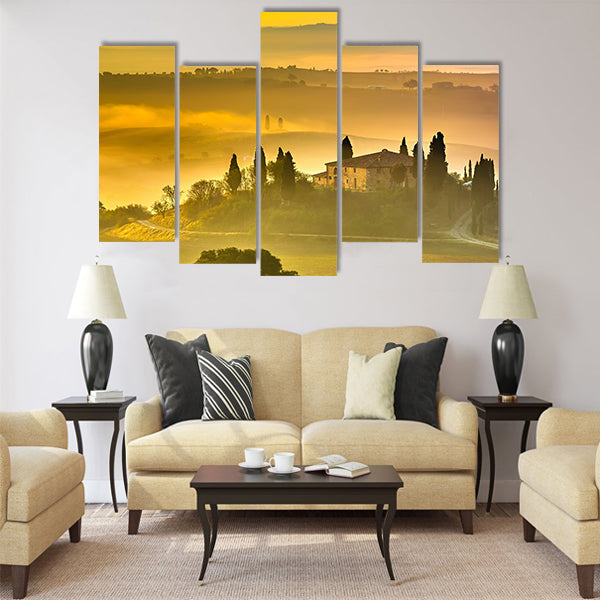 Tuscany at early morning, Italy Multi Panel Canvas Wall Art