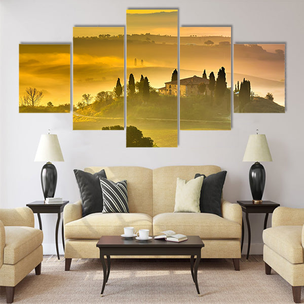 Tuscany at early morning, Italy Multi Panel Canvas Wall Art