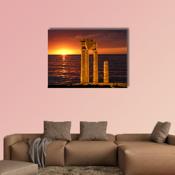 Apollo Temple at the Acropolis of Rhodes at night, Greece wall art