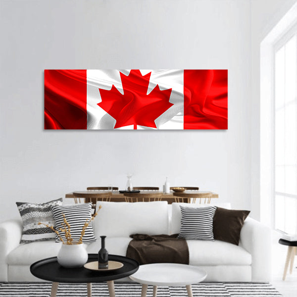 Waving Fabric Flag of Canada panoramic canvas wall art