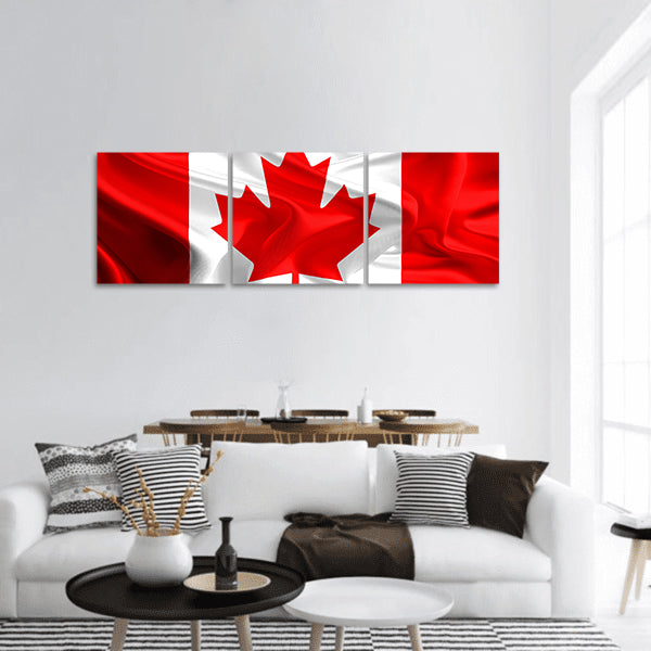 Waving Fabric Flag of Canada panoramic canvas wall art
