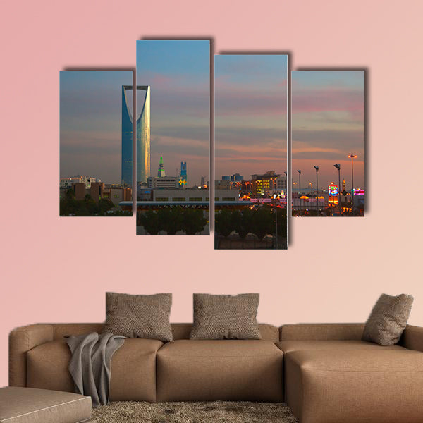 Kingdom tower in Riyadh, Saudi Arabia multi panel canvas wall art