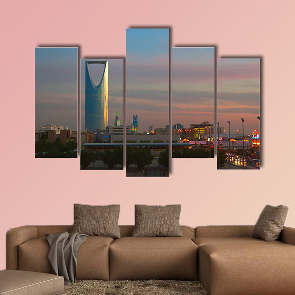 Kingdom tower in Riyadh, Saudi Arabia multi panel canvas wall art
