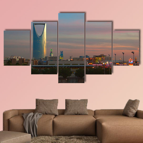 Kingdom tower in Riyadh, Saudi Arabia multi panel canvas wall art