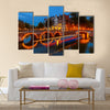 Canals in Amsterdam at night Multi panel canvas wall art