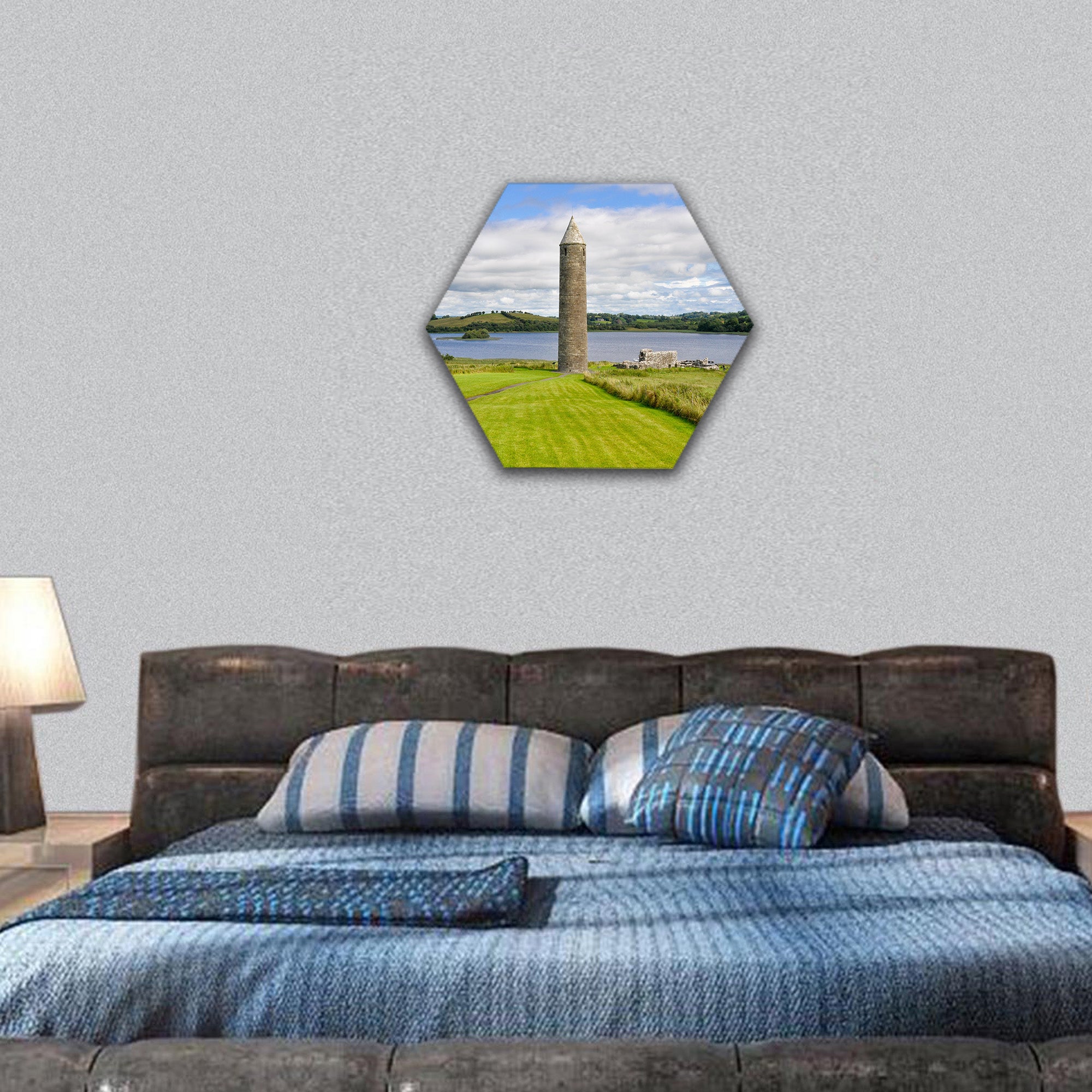 Devenish Island Monastic Site, Northern Ireland hexagonal canvas wall art
