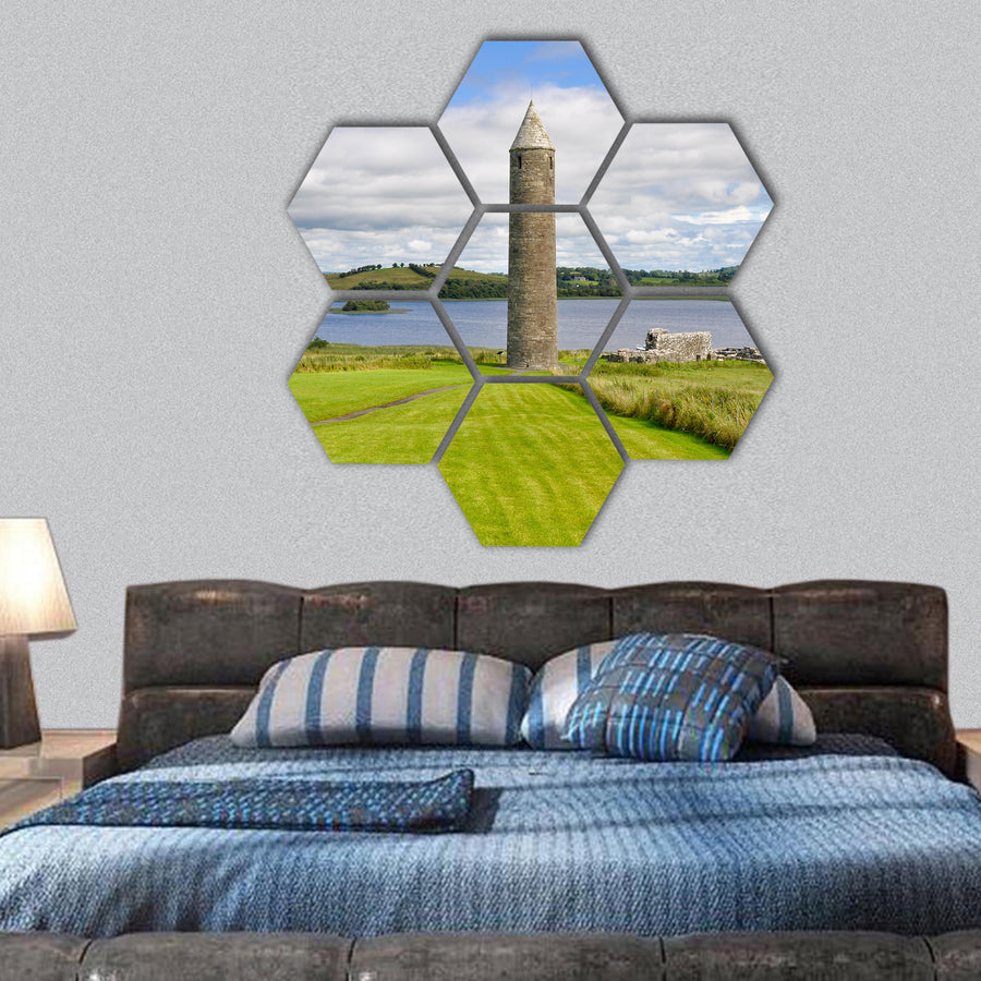 Devenish Island Monastic Site, Northern Ireland hexagonal canvas wall art