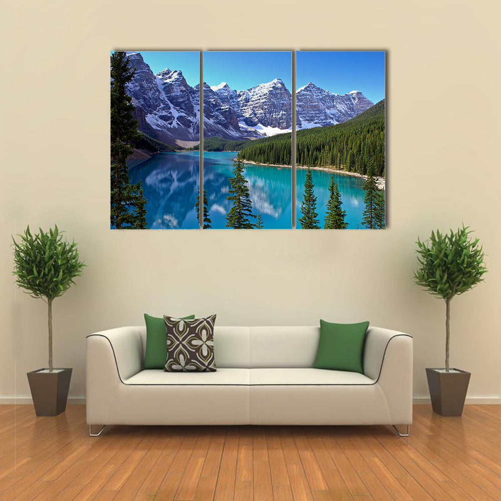 View Of A Glacier Covered By Snow On The Lake Moraine Near Lake Louise, Canada, Multi Panel Canvas Wall Art