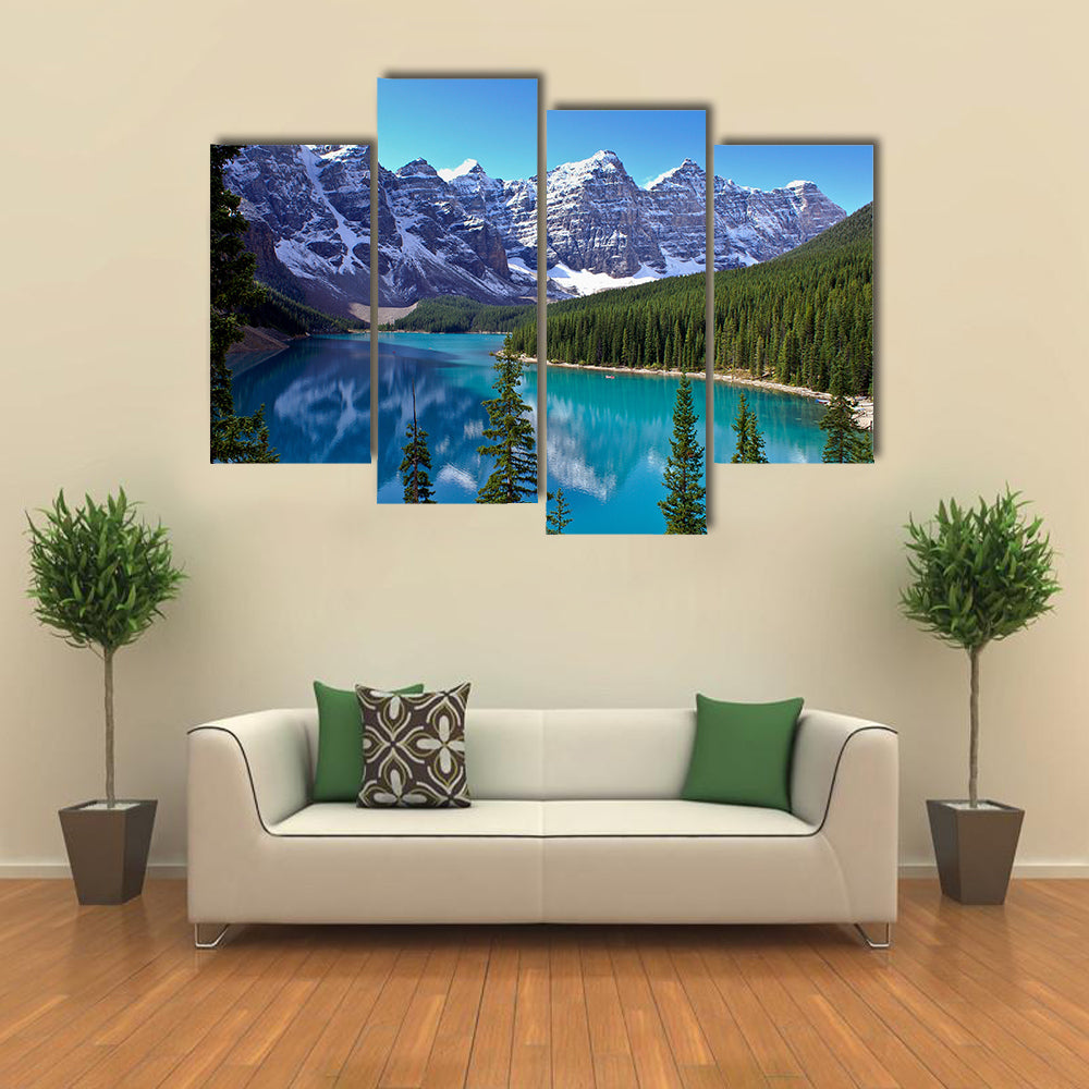 View Of A Glacier Covered By Snow On The Lake Moraine Near Lake Louise, Canada, Multi Panel Canvas Wall Art