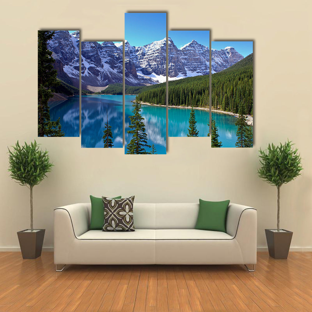 View Of A Glacier Covered By Snow On The Lake Moraine Near Lake Louise, Canada, Multi Panel Canvas Wall Art