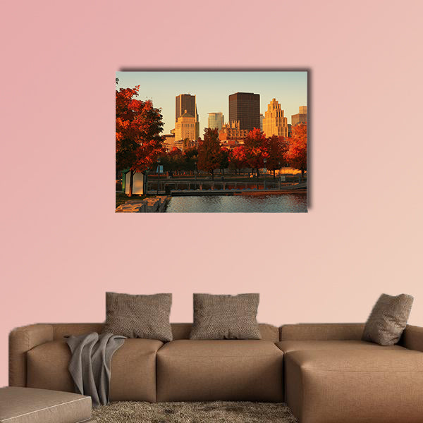 Buildings in the old port of Montreal early in Canada multi panel canvas wall art
