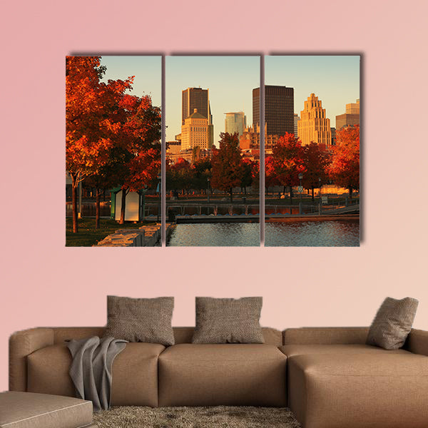 Buildings in the old port of Montreal early in Canada multi panel canvas wall art
