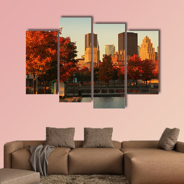 Buildings in the old port of Montreal early in Canada multi panel canvas wall art