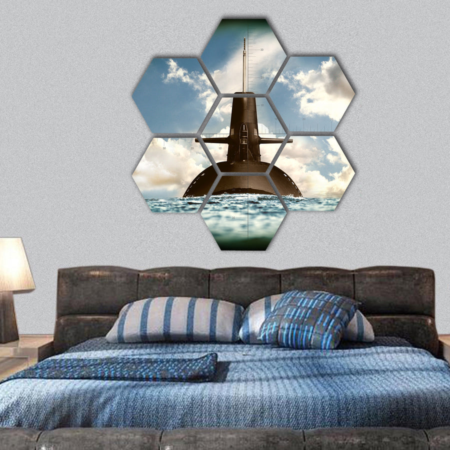 Army and it's weapon on land hexagonal canvas wall art