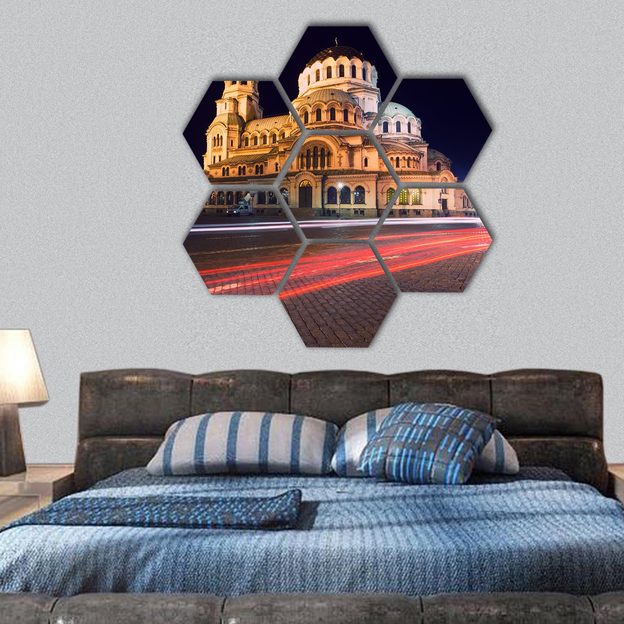 Alexander Nevski Cathedral in capital of Bulgaria Sofia hexagonal canvas wall art