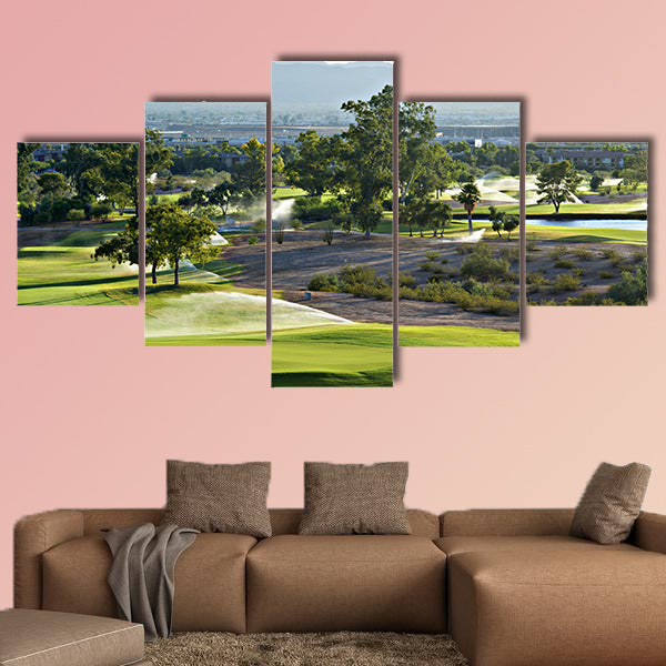 Golf course in Phoenix, AZ multi panel canvas wall art