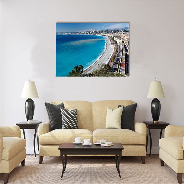 Promenade des Anglais and Beautiful Beach in Nice Multi Panel Canvas Wall Art