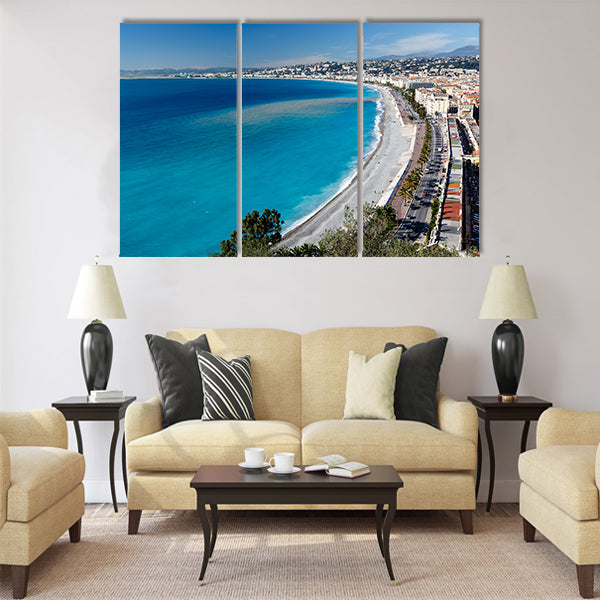 Promenade des Anglais and Beautiful Beach in Nice Multi Panel Canvas Wall Art