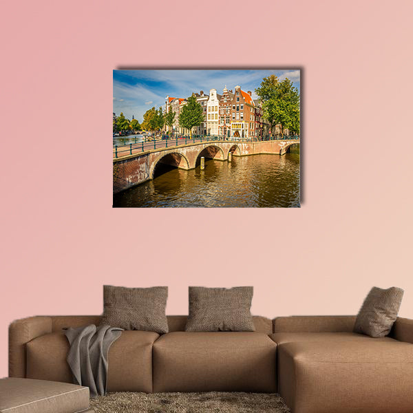 Bridges over canals in Amsterdam multi panel canvas wall art