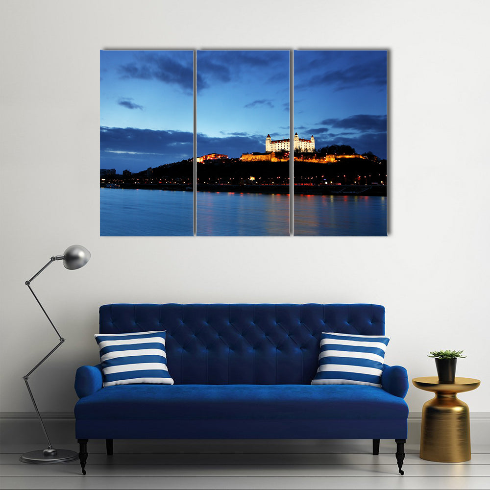 Bratislava castle and bridge in Slovakia Multi Panel Canvas Wall Art