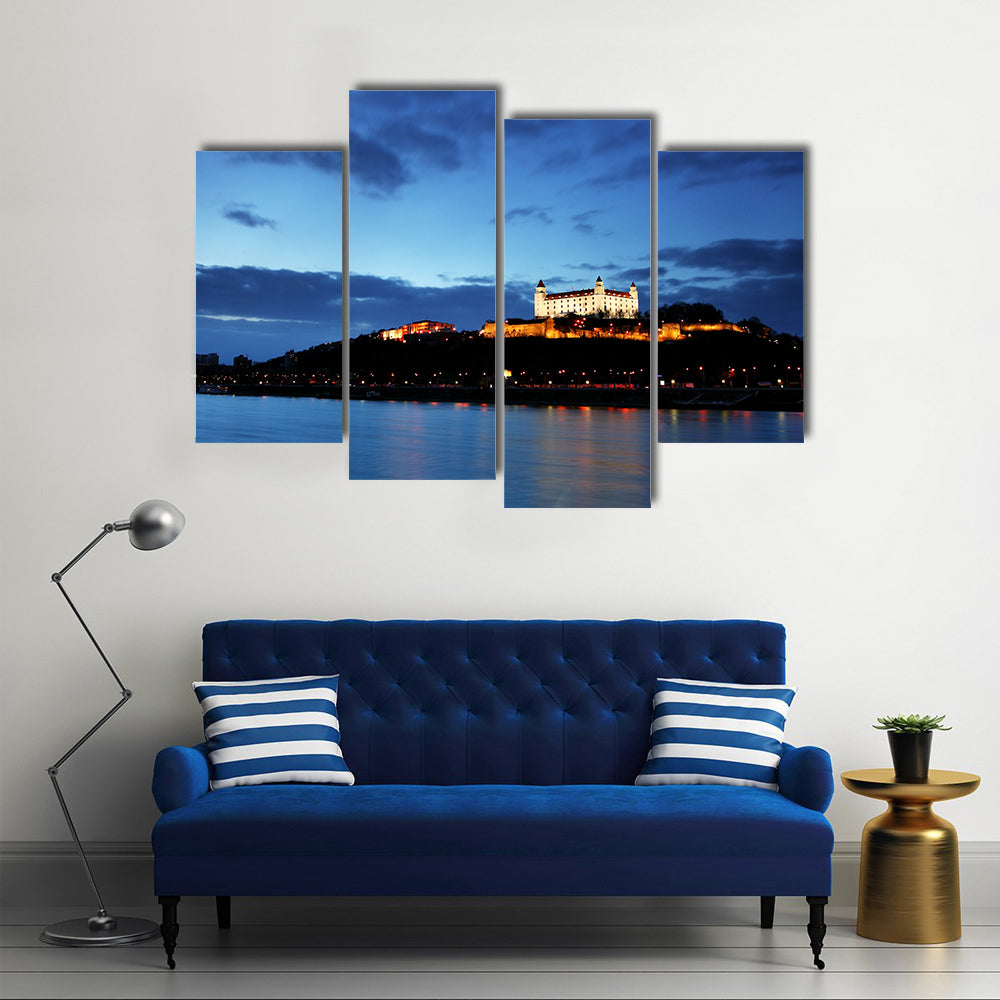 Bratislava castle and bridge in Slovakia Multi Panel Canvas Wall Art