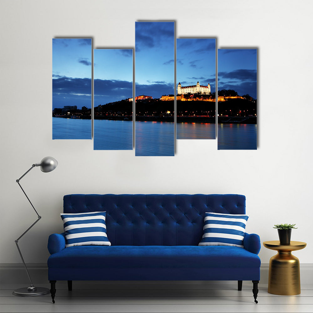 Bratislava castle and bridge in Slovakia Multi Panel Canvas Wall Art
