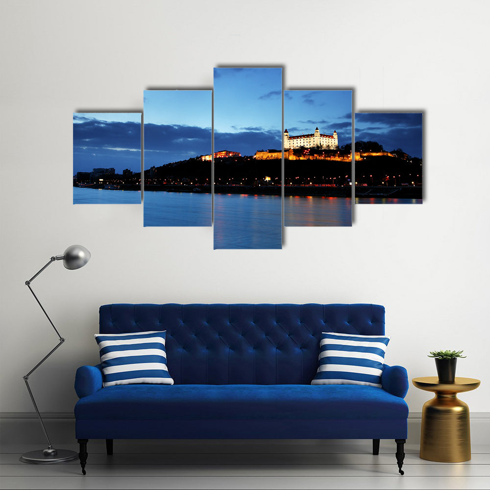 Bratislava castle and bridge in Slovakia Multi Panel Canvas Wall Art