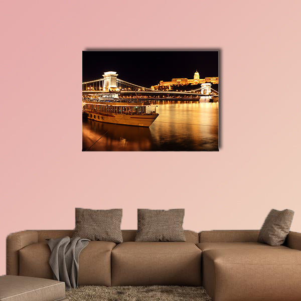 Budapest and Chain Bridge, Hungary multi panel canvas wall art