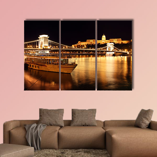 Budapest and Chain Bridge, Hungary multi panel canvas wall art