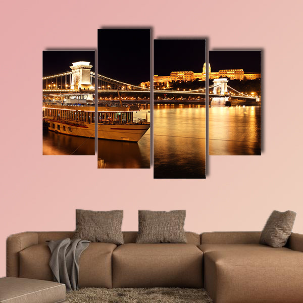 Budapest and Chain Bridge, Hungary multi panel canvas wall art