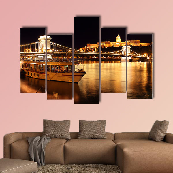 Budapest and Chain Bridge, Hungary multi panel canvas wall art