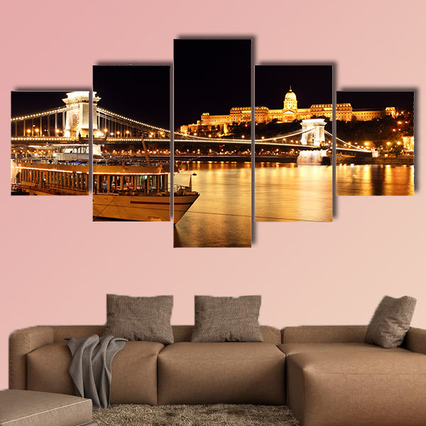 Budapest and Chain Bridge, Hungary multi panel canvas wall art