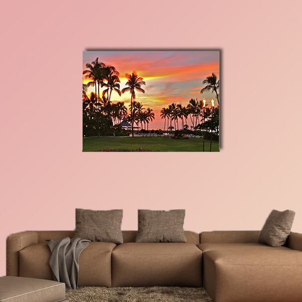 Rainbow sunset in paradise multi panel canvas wall art