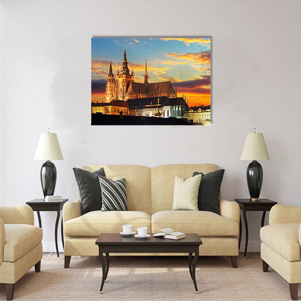 Prague Castle at sunset, Czech republic Multi Panel Canvas Wall Art