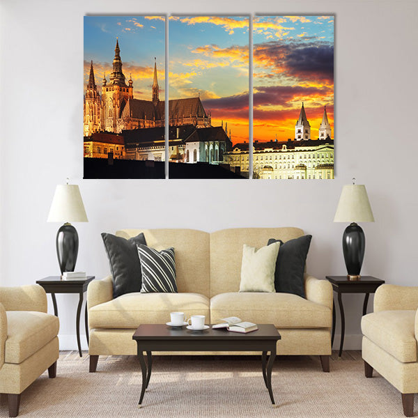 Prague Castle at sunset, Czech republic Multi Panel Canvas Wall Art
