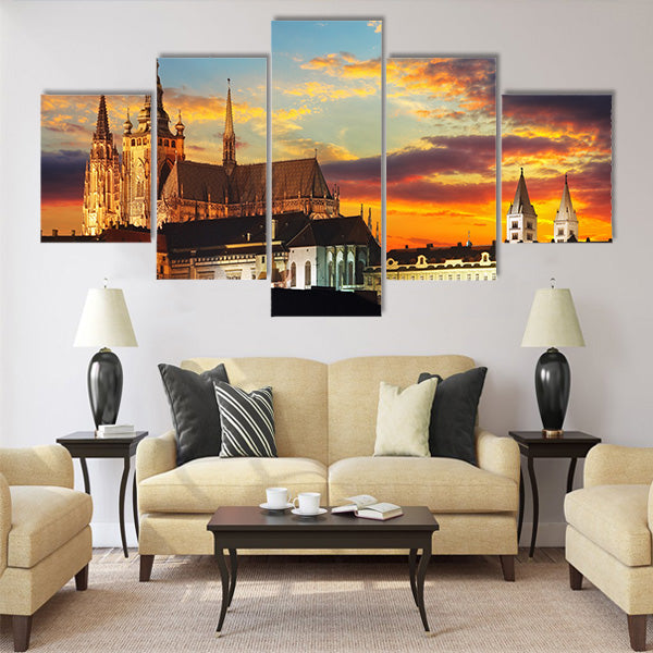 Prague Castle at sunset, Czech republic Multi Panel Canvas Wall Art