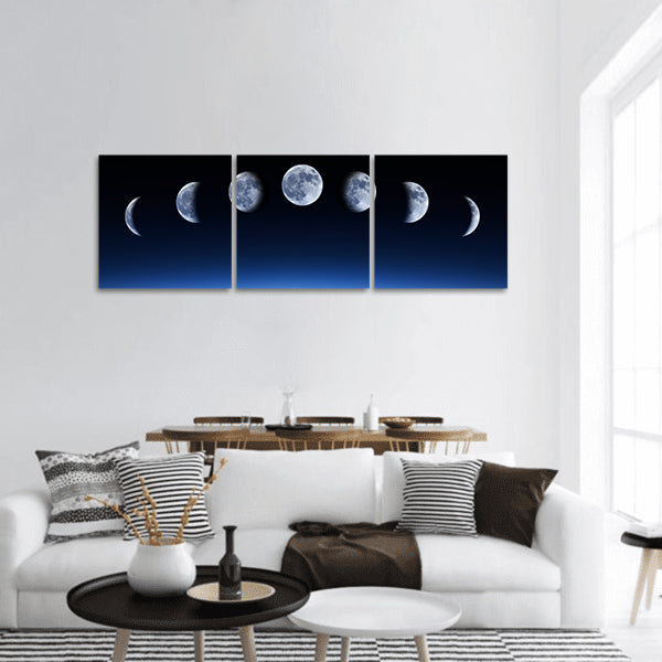 Moon lunar cycle in night sky, time-lapse concept panoramic canvas wall art