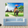 tourists on an elephant Multi panel canvas wall art