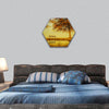 Golden Planet hexagonal canvas wall art