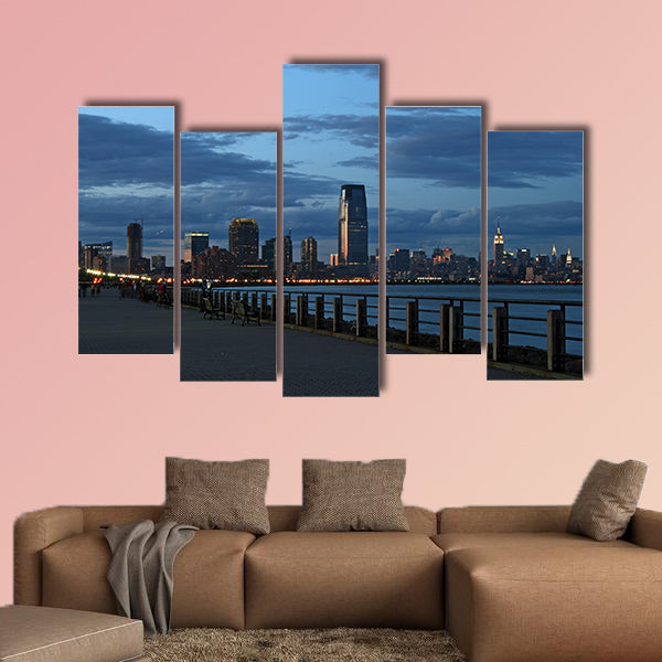 The New York City skyline from the Liberty State Park multi panel canvas wall art