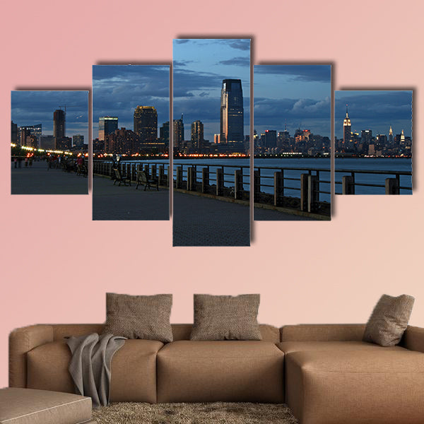 The New York City skyline from the Liberty State Park multi panel canvas wall art
