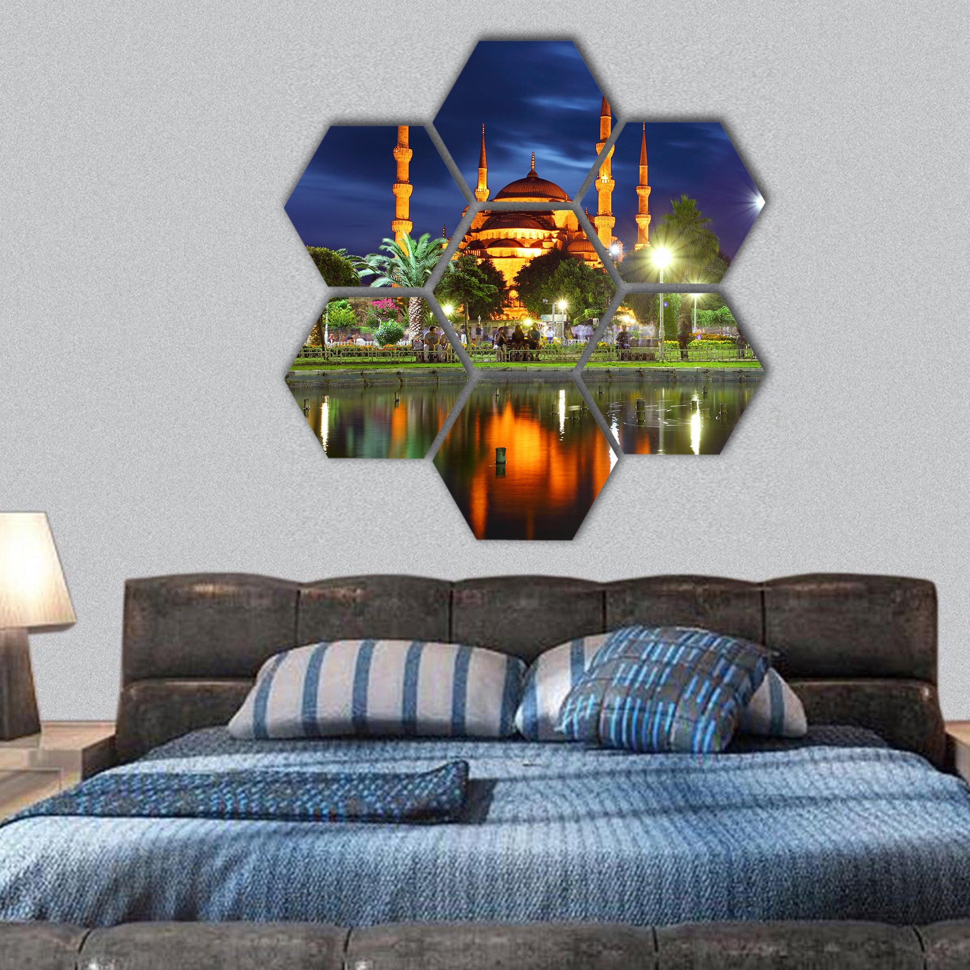 Blue mosque - Istanbul , Turkey hexagonal canvas wall art
