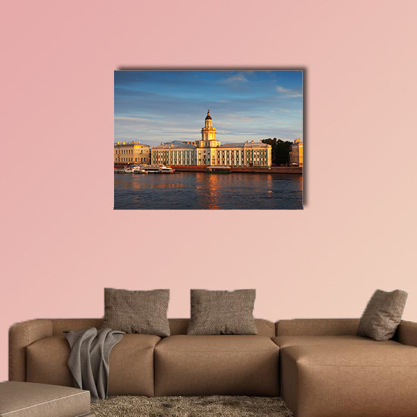 View of St Petersburg, Vasilyevsky Island in summer day multi panel canvas wall art