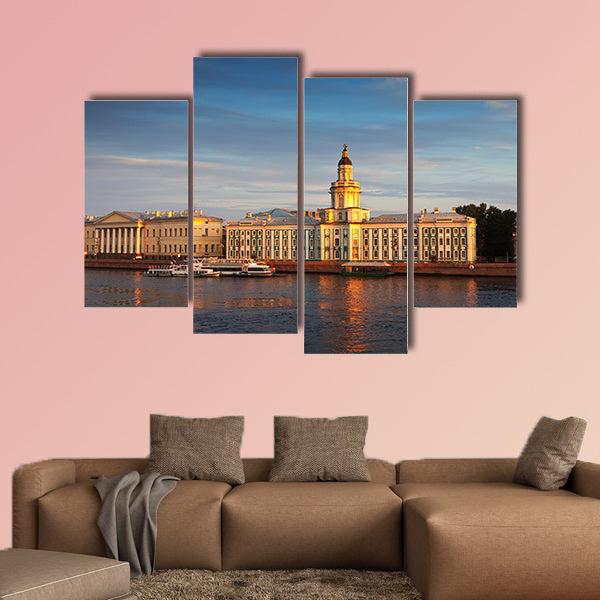 View of St Petersburg, Vasilyevsky Island in summer day multi panel canvas wall art