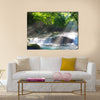 Mountain stream and shaft beam of light Multi Panel Canvas Wall Art