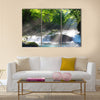 Mountain stream and shaft beam of light Multi Panel Canvas Wall Art