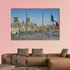 The Zalco in Mexico City with the cathedral and giant flag in the center multi panel canvas wall art