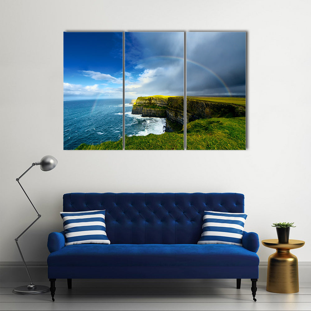 Rainbow above Cliffs of Moher Ireland Multi Panel Canvas Wall Art