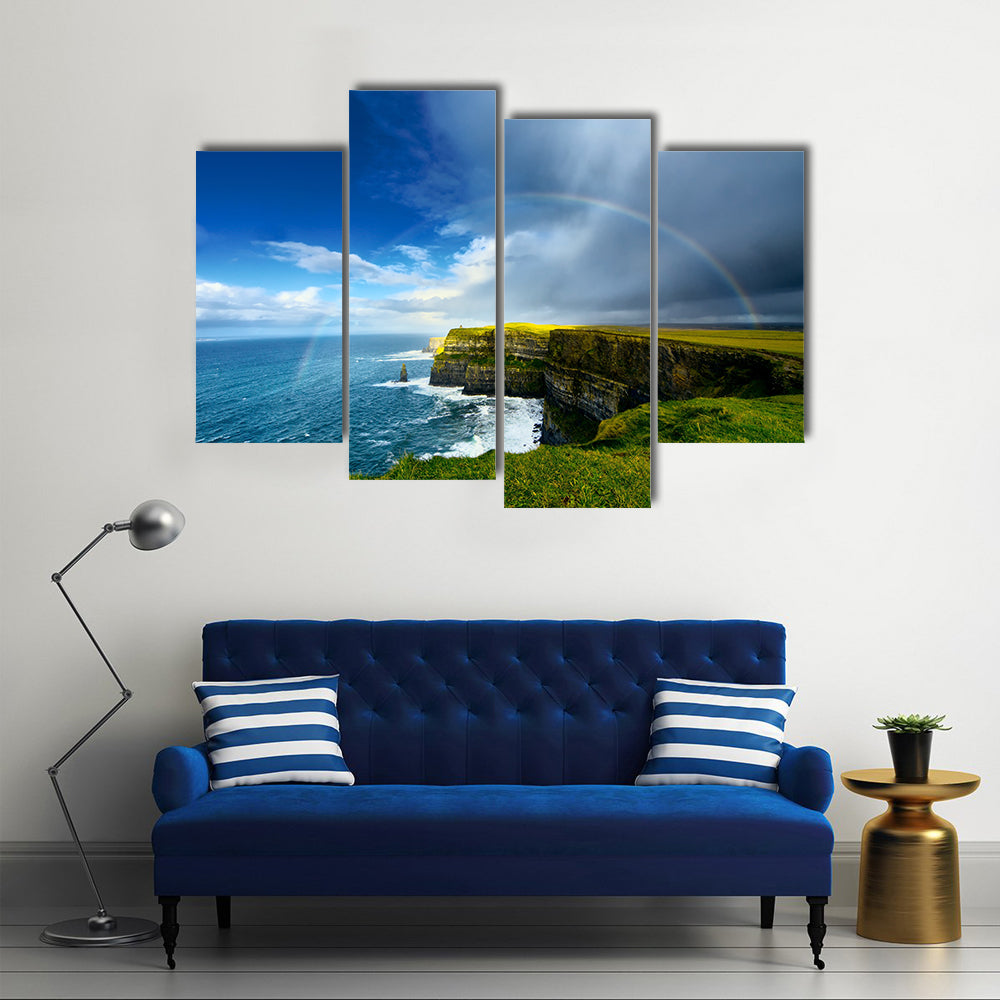 Rainbow above Cliffs of Moher Ireland Multi Panel Canvas Wall Art