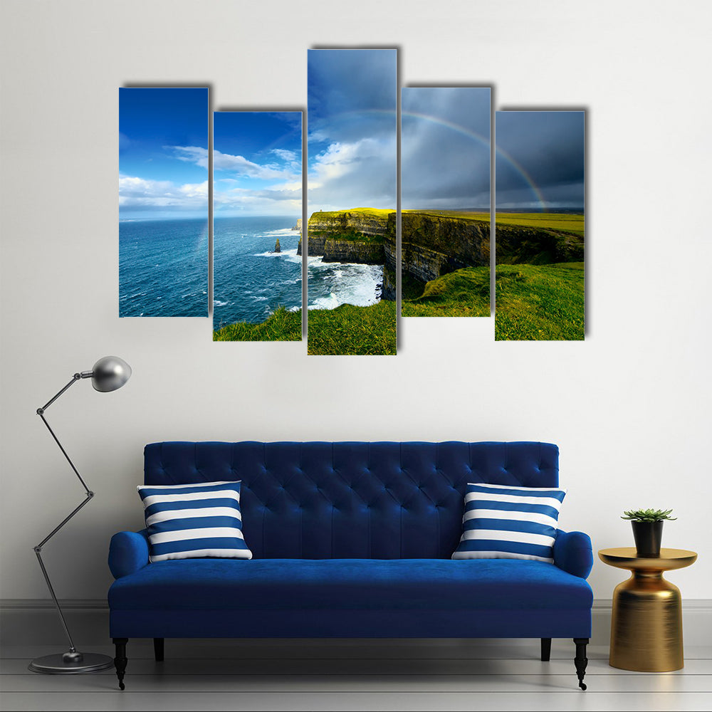 Rainbow above Cliffs of Moher Ireland Multi Panel Canvas Wall Art